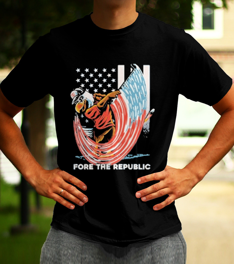 Old Row Golf American Flag Swing Fore The Republic T-Shirt