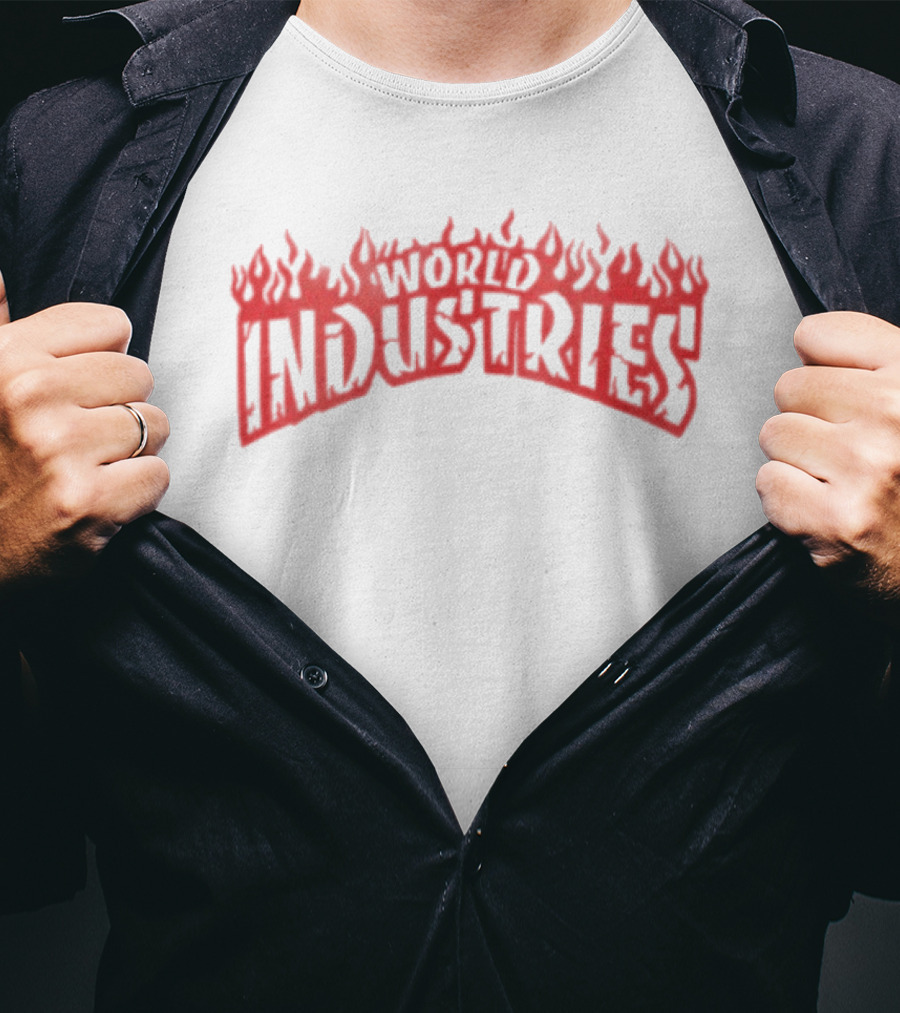 World Industries Flame Text Red T-Shirt
