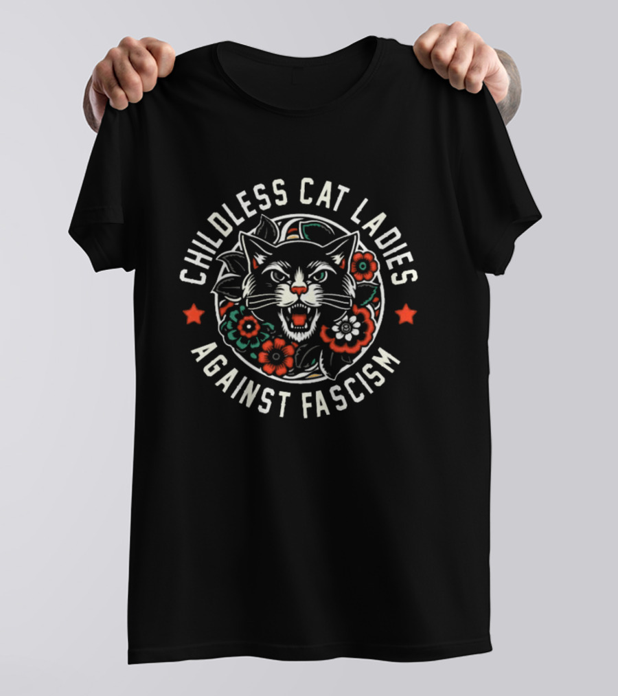 Childless Cat Ladies Against Fascism Harris For President 2024 T-Shirt