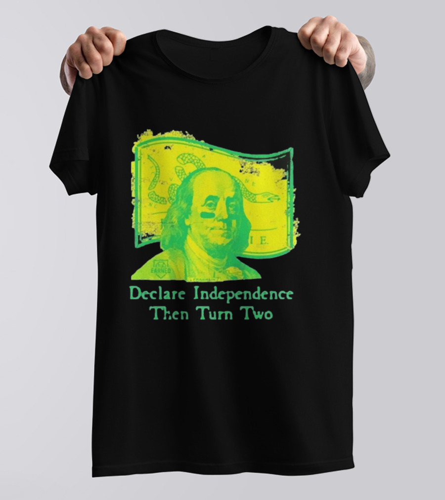Declare Independence Then Turn Two Benjamin Franklin Join Or Die Snake Flag T-Shirt