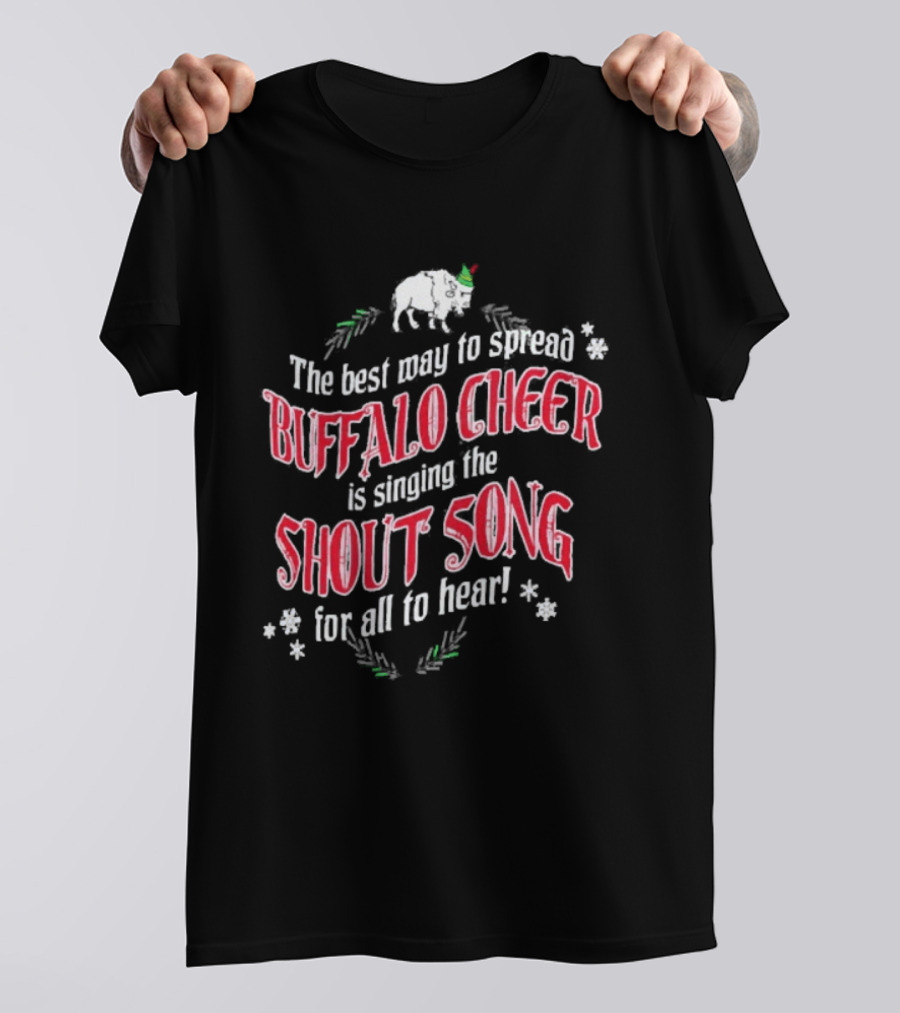 Buffalo Cheer Christmas Shout Song Reindeer Snowflakes T-Shirt