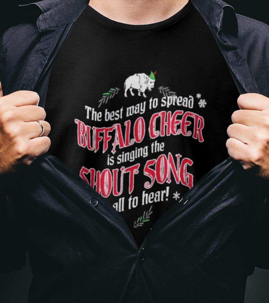 Buffalo Cheer Christmas Shout Song Reindeer Snowflakes T-Shirt