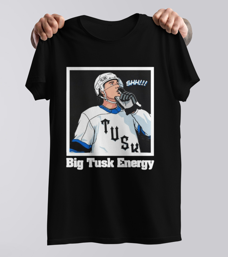 Big Tusk Energy Hockey Shhh Tusk Player White Uniform T-Shirt