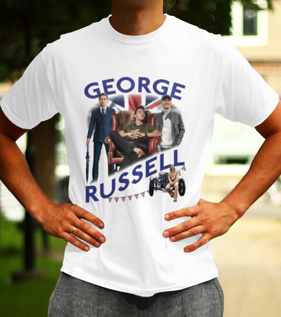George Russell Formula 1 Driver Fashion And Lifestyle Collage T-Shirt