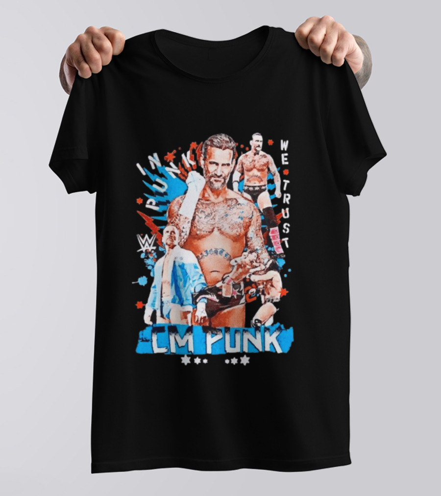 CM Punk WWE In Punk We Trust Collage Free Shipping T-Shirt