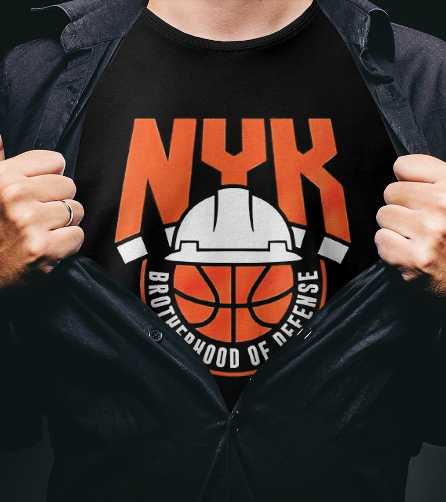 NYK Brotherhood Of Defense Hard Hat Basketball New York Knicks T-Shirt