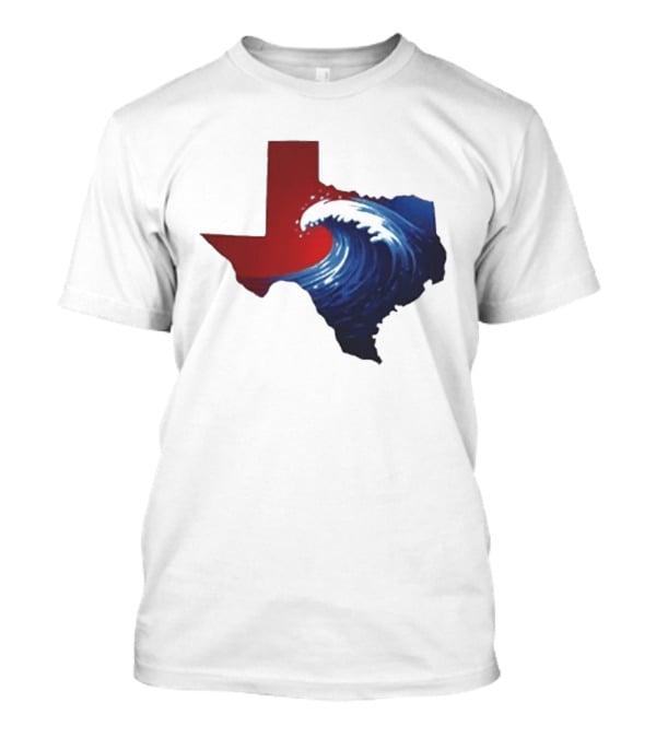 Texas Blue Wave Democrat Red State Map Wave Banner T-Shirt