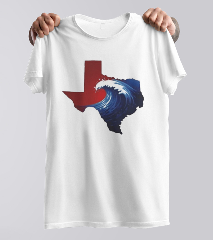 Texas Blue Wave Democrat Red State Map Wave Banner T-Shirt