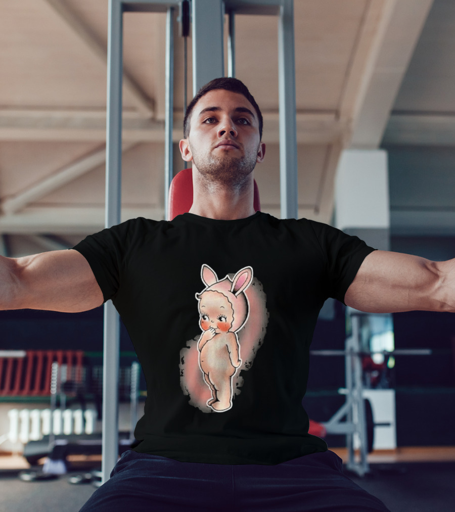 Kewpie Baby Bunny Rabbit Vintage Illustration Cute Pastel Pink Ears T-Shirt