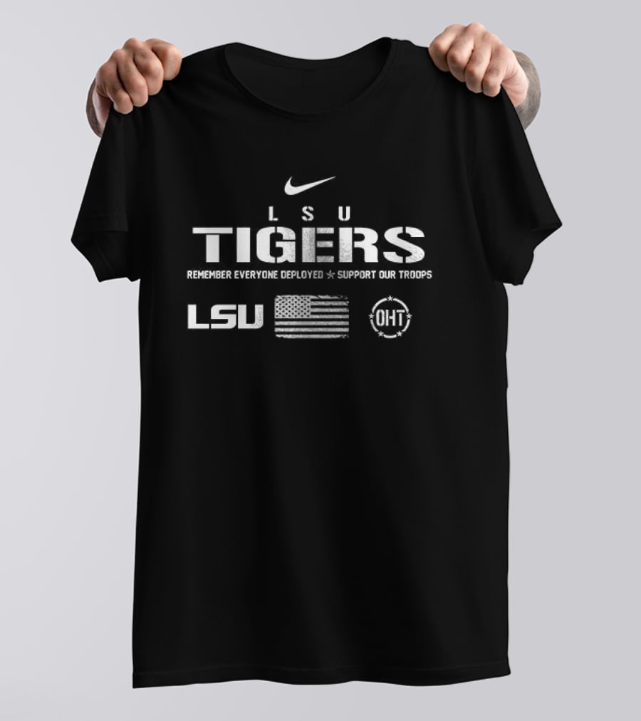 LSU Tigers Remember Everyone Deployed Support Our Troops Nike USA Flag OHT T-Shirt