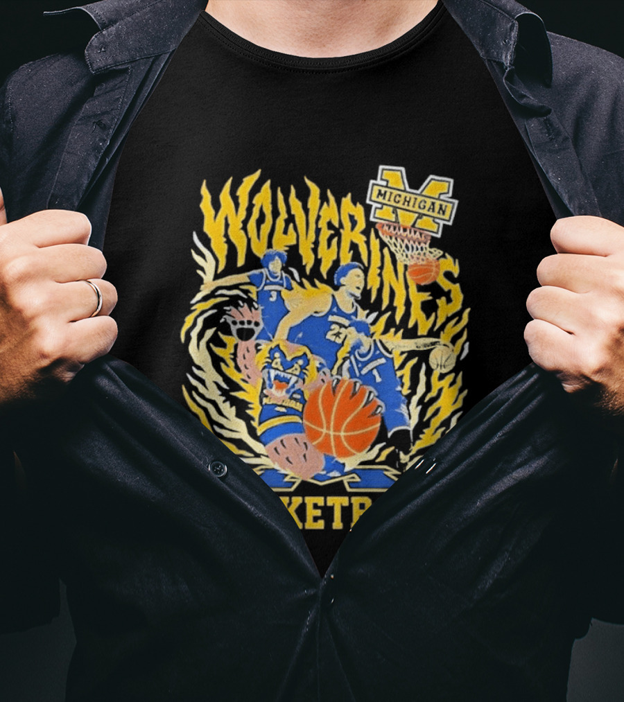 Michigan Wolverines NCAA Final Four 2026 Basketball Players Bear T-Shirt
