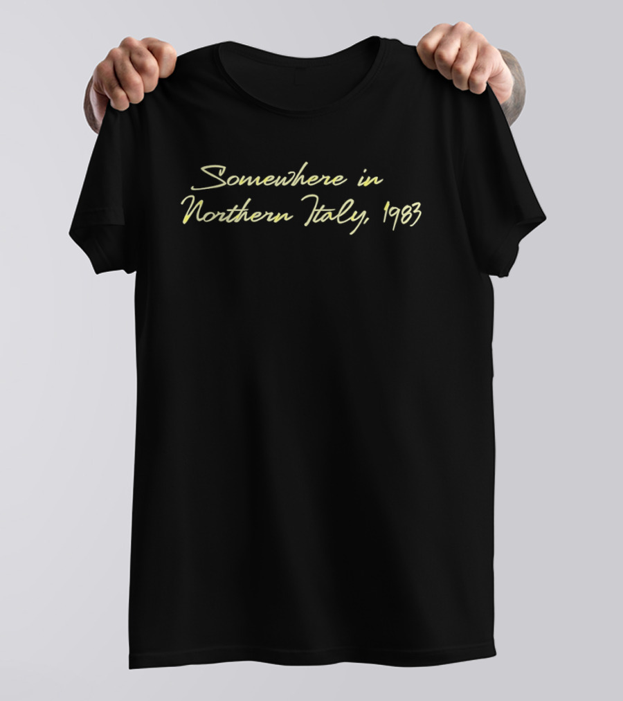 Somewhere In Northern Italy 1983 Yellow Text 80s T-Shirt