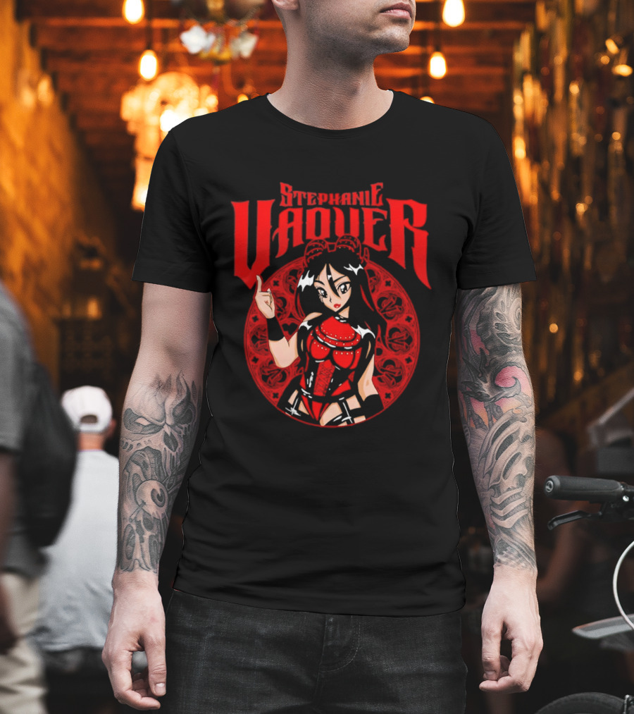 Stephanie Vaquer WWE Anime Style Character Art Red Lettering T-Shirt