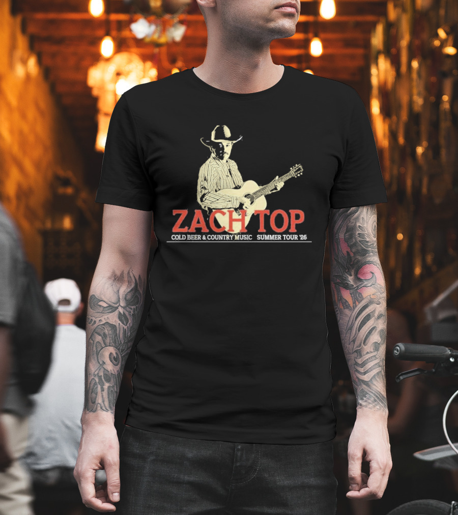Zach Top Cold Beer Country Music Summer Tour 2026 Cowboy Guitar T-Shirt