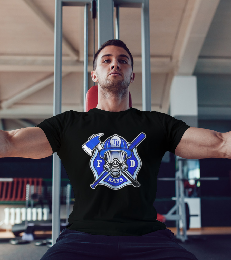 Tampa Bay Rays Firefighter Pride 2026 FD Shield Helmet Axe Bat Gas Mask T-Shirt