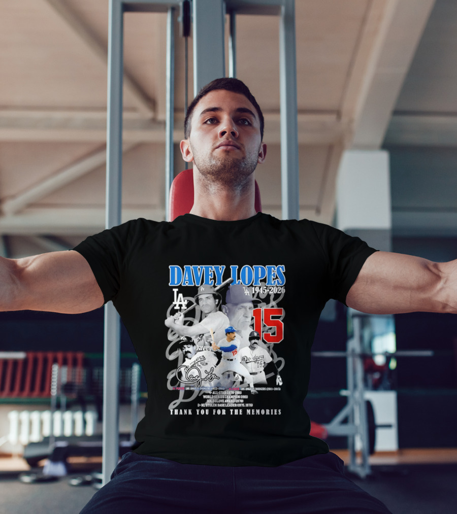 Davey Lopes Los Angeles Dodgers 1972 1981 Number 15 Thank You For The Memories T-Shirt