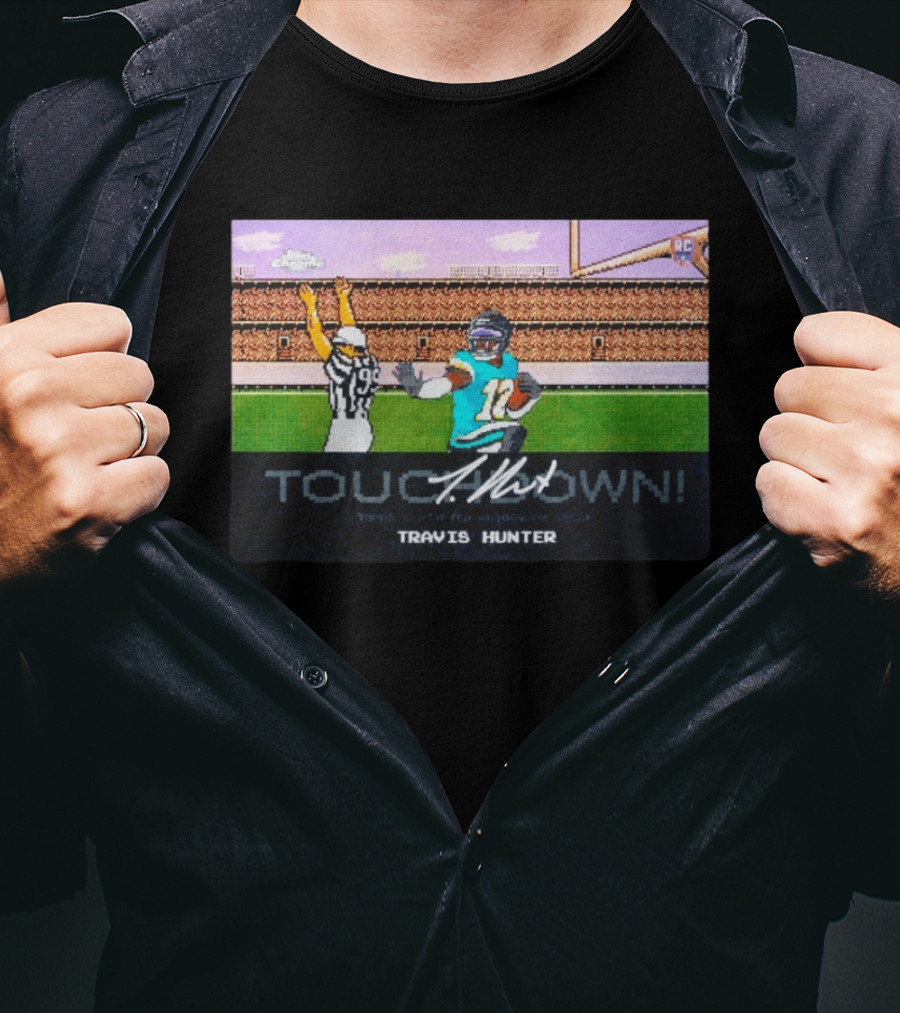 TOUCHDOWN Travis Hunter Jacksonville Jaguars Topps Chrome Rookie Card T-Shirt