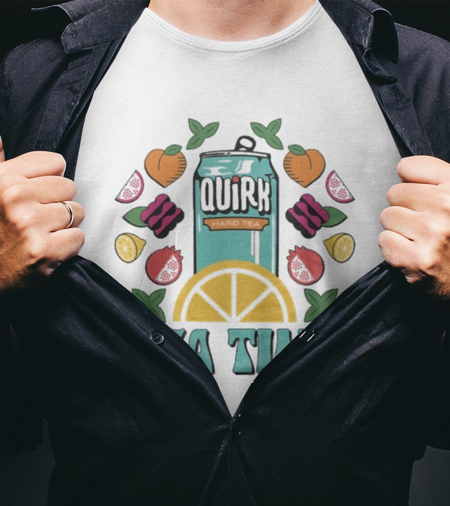 Quirk Tea Time White Teal Ringer Citrus Fruits Can T-Shirt