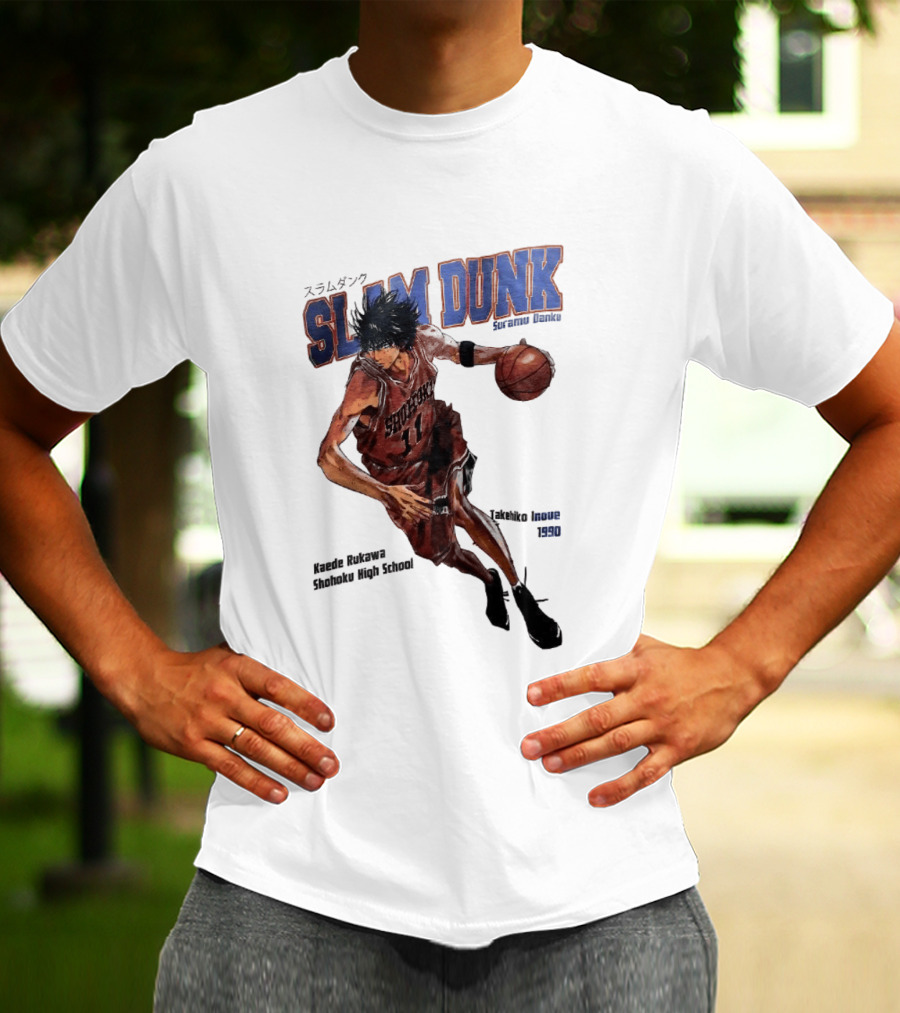 Slam Dunk Kaede Rukawa Shohoku High School Basketball Anime Character Japan T-Shirt