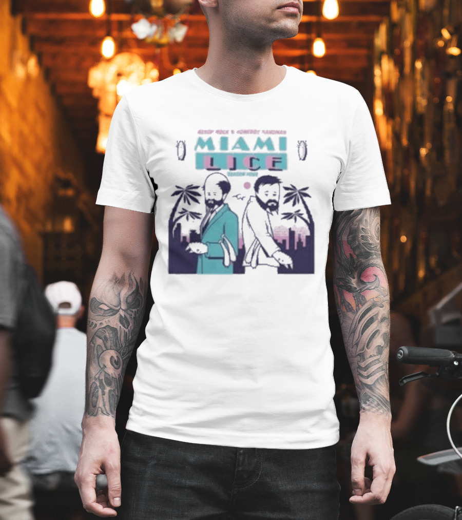 Aesop Rock Homeboy Sandman Miami Lice Retro Palm Trees 80s T-Shirt
