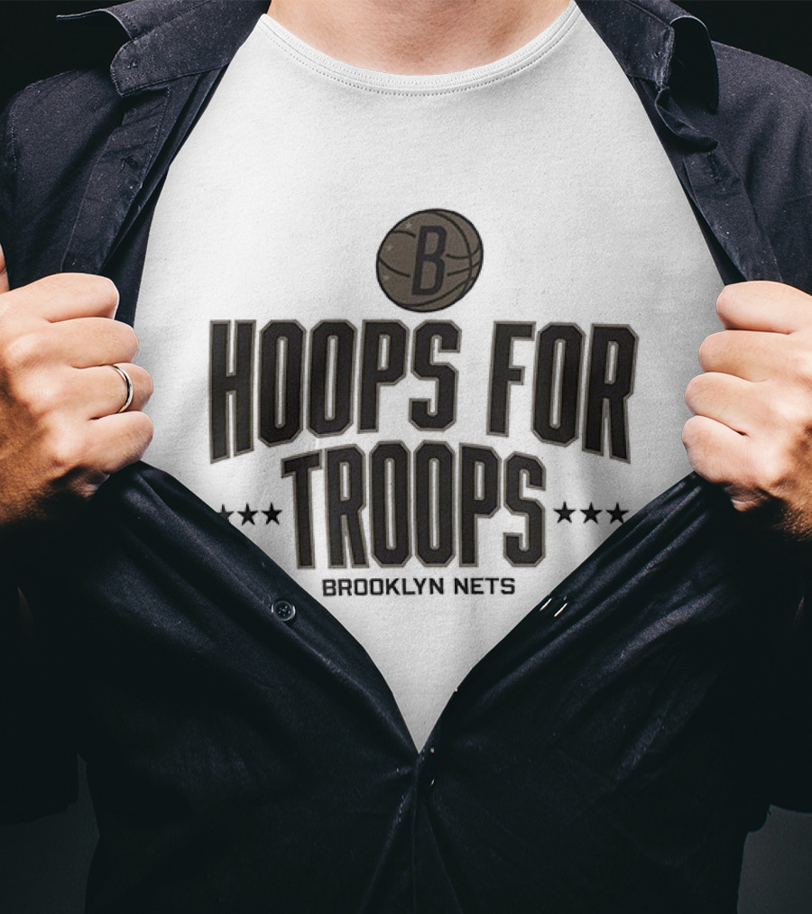 Brooklyn Nets Hoops For Troops 2025 NBA Basketball Event T-Shirt