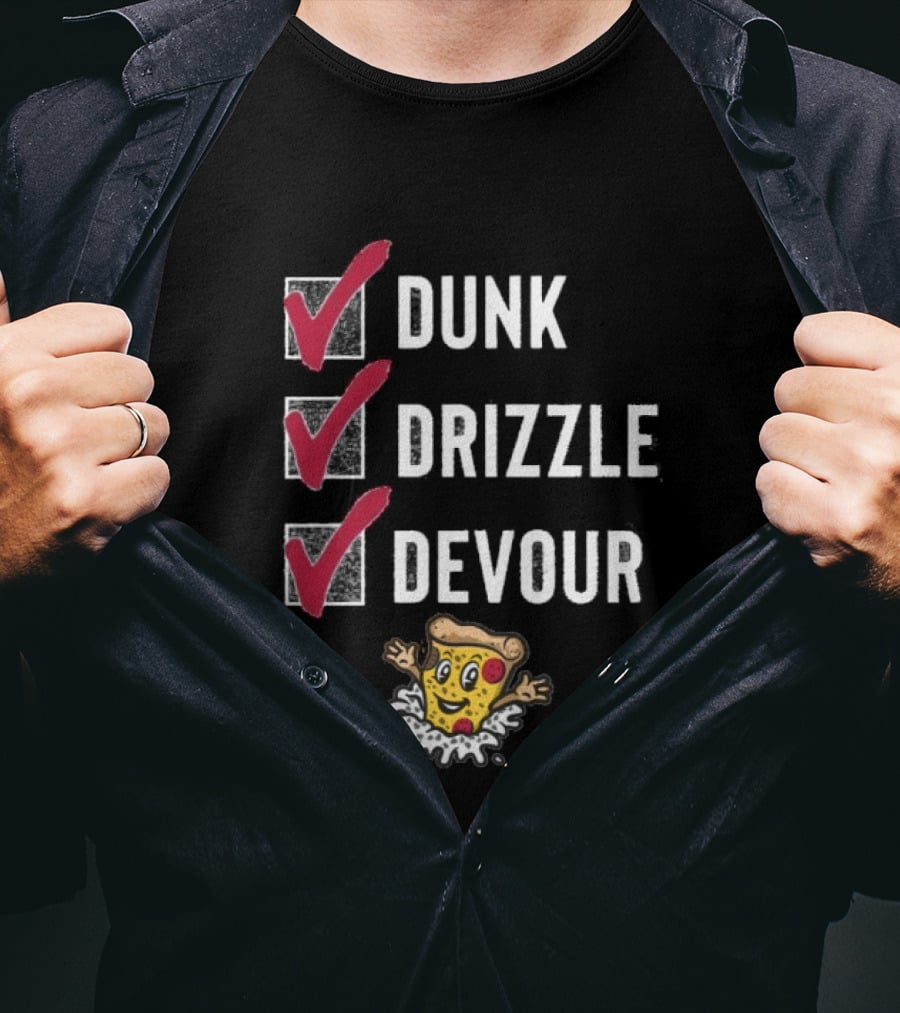 Tulsa Ranch Dippers Dunk Drizzle Devour Pizza Checklist T-Shirt