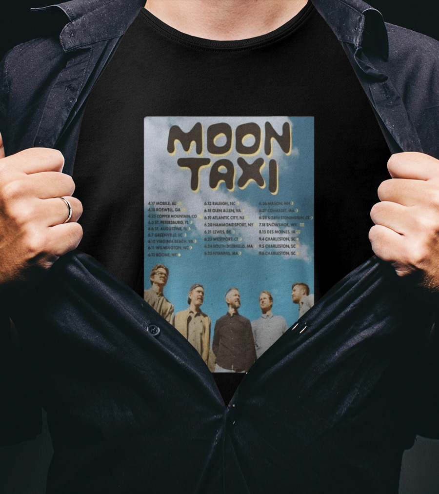 Moon Taxi 2026 Summer Tour Dates With Band Photo Sky T-Shirt