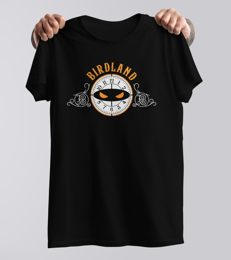 Birdland Pitching Ninja Art With Ornate Letters T-Shirt