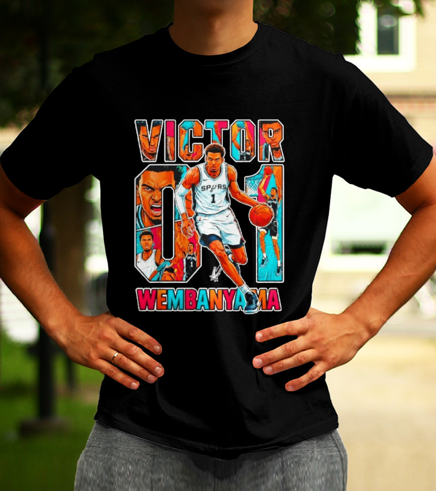 Victor Wembanyama No 1 San Antonio Spurs Comic Fiesta T-Shirt