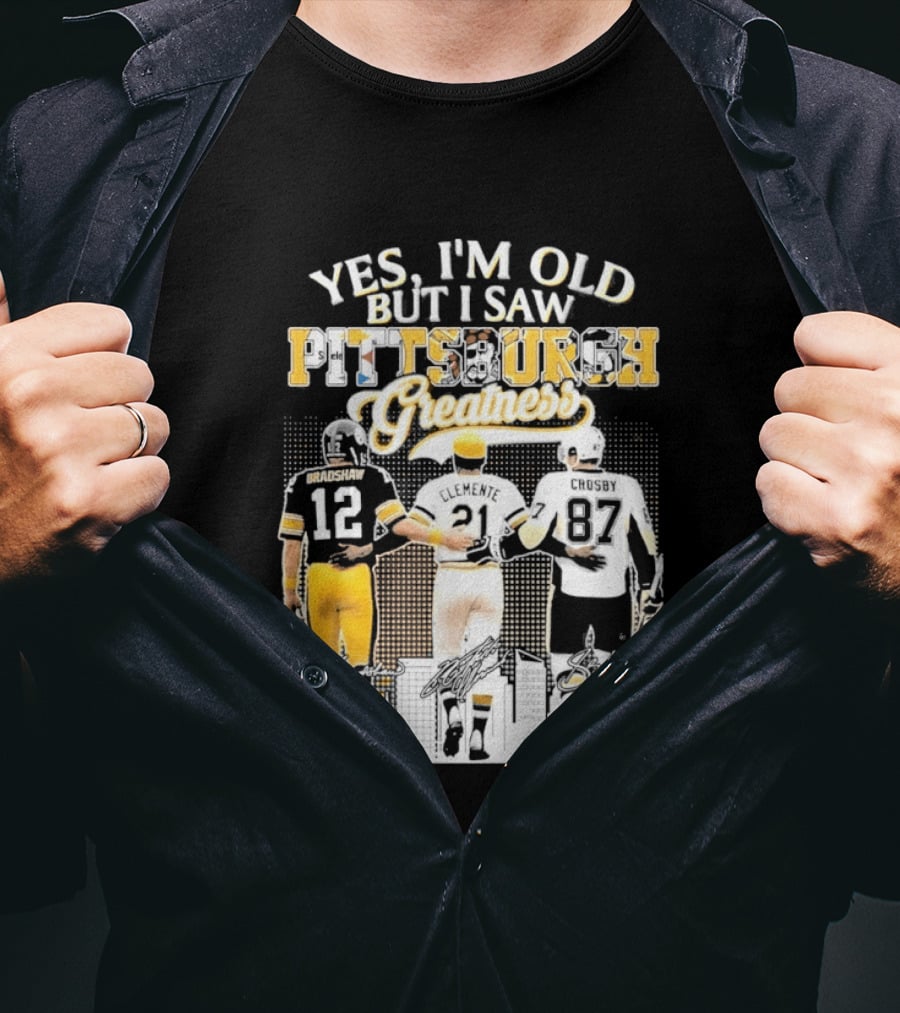 Yes I'm Old But I Saw Pittsburgh Greatness Football Legends 12 82 87 Vintage Players T-Shirt