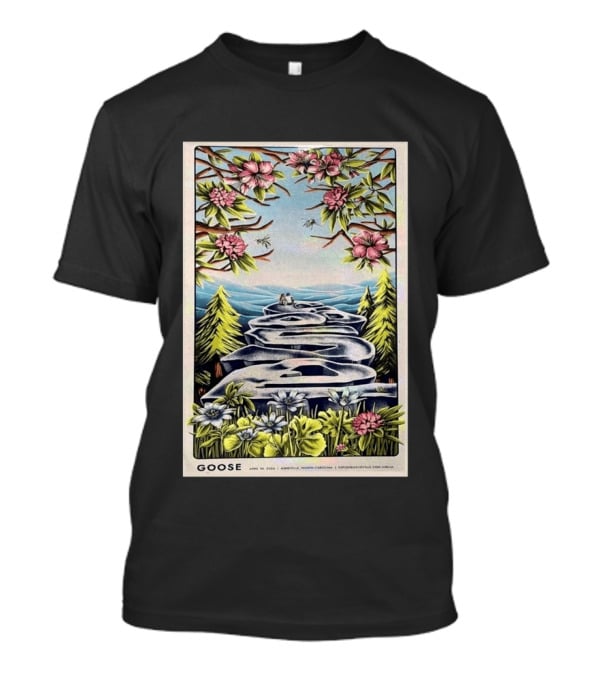 Goose April 10 2026 Asheville North Carolina Concert Florals And Pathway T-Shirt