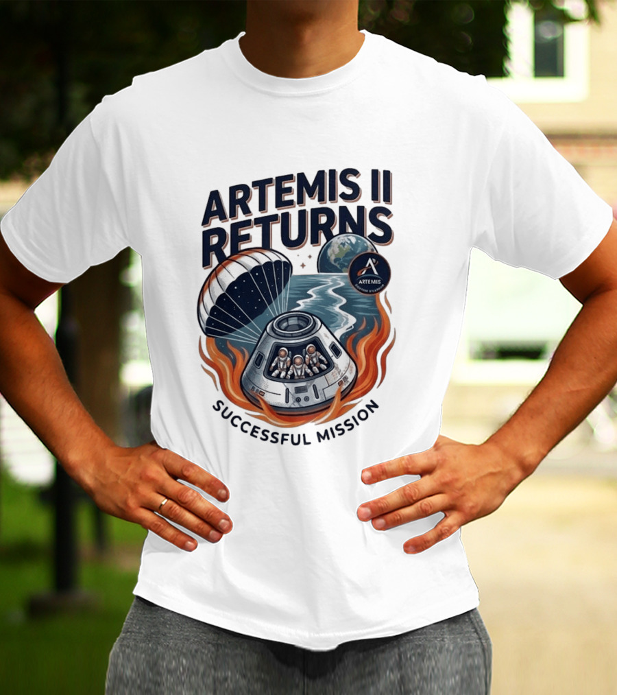 Artemis II Returns Successful Mission Capsule Parachute Earth T-Shirt