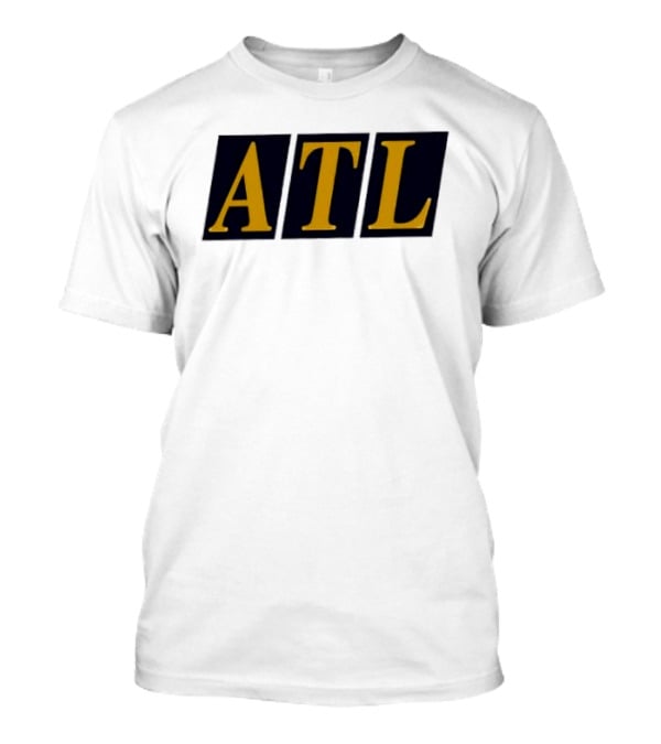 ATL Bold Minimalist Style Gold Text On Black T-Shirt