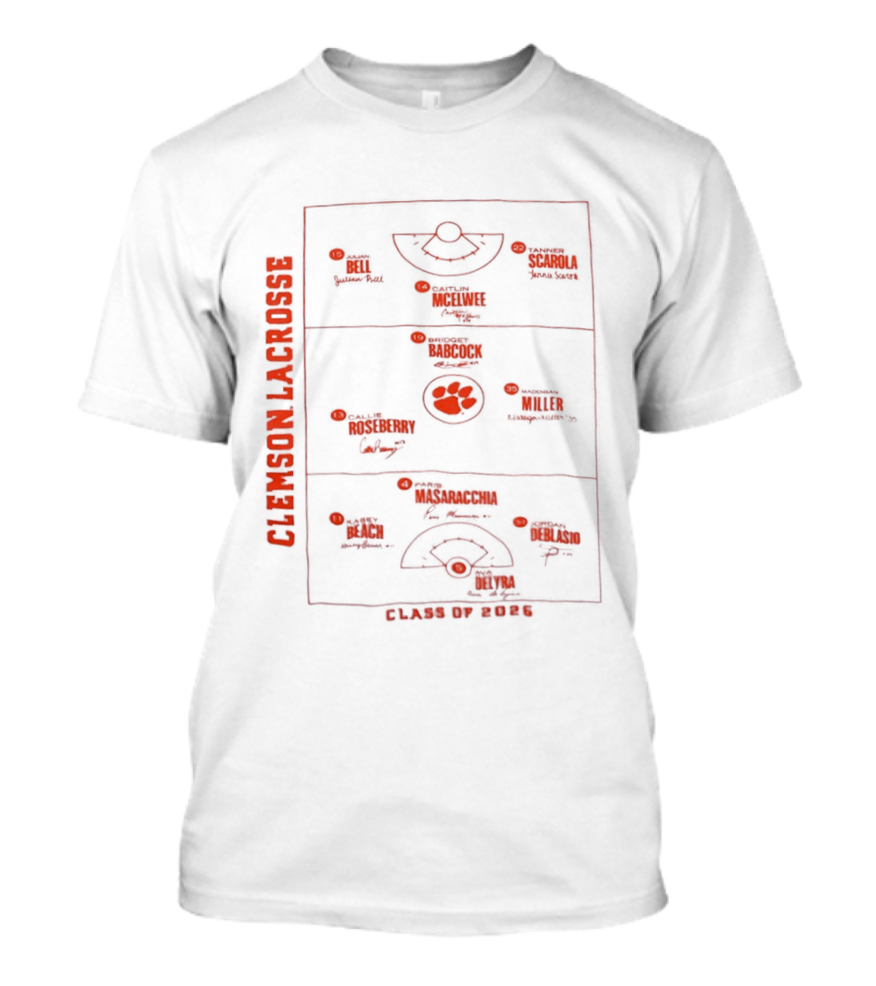 Clemson Lacrosse Field Diagram Class Of 2026 T-Shirt