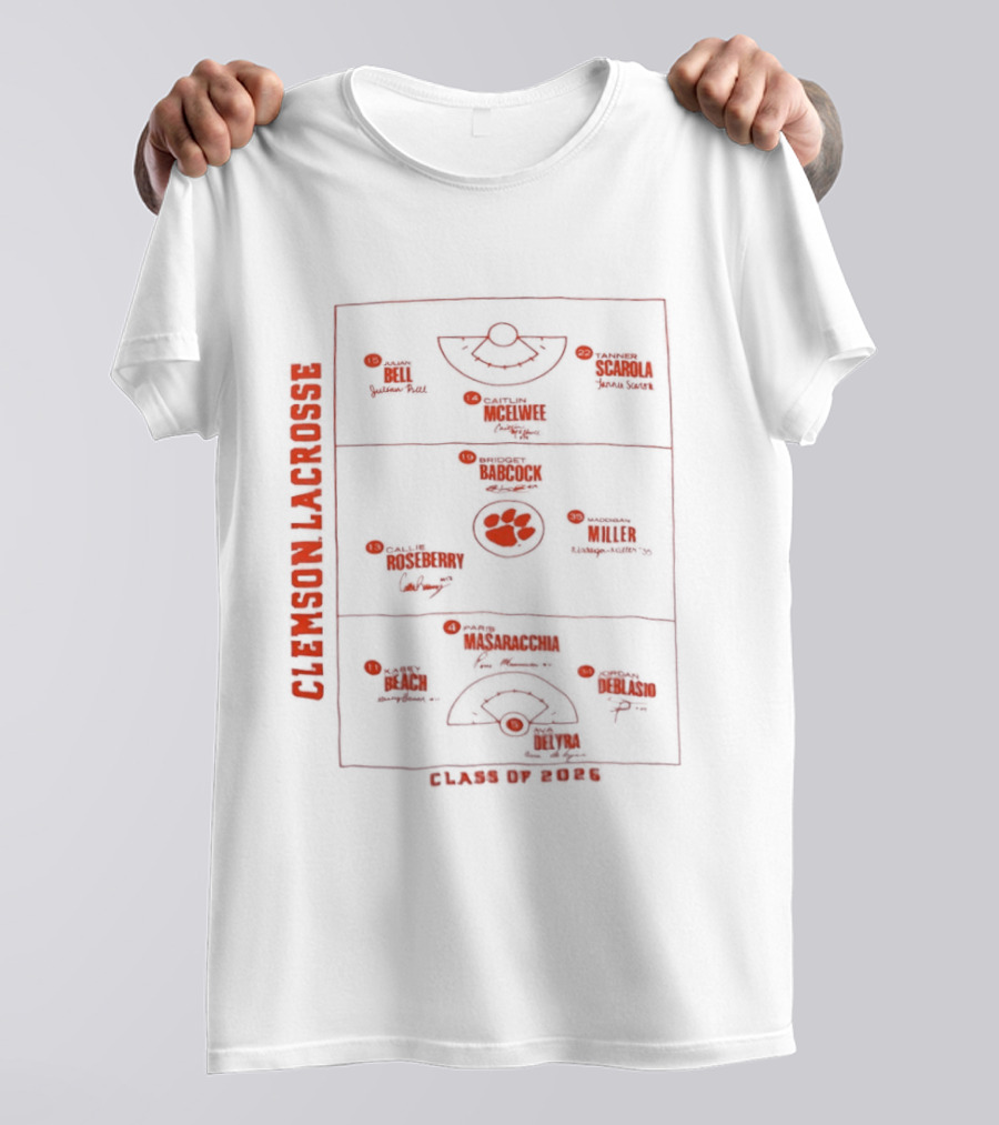 Clemson Lacrosse Field Diagram Class Of 2026 T-Shirt