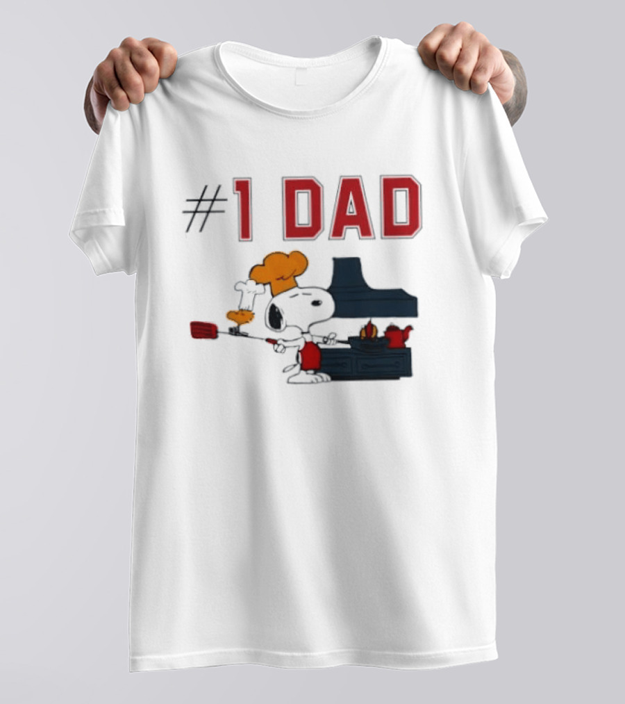 Snoopy #1 Dad BBQ Chef Cooking Grilling Peanuts Comic Strip T-Shirt