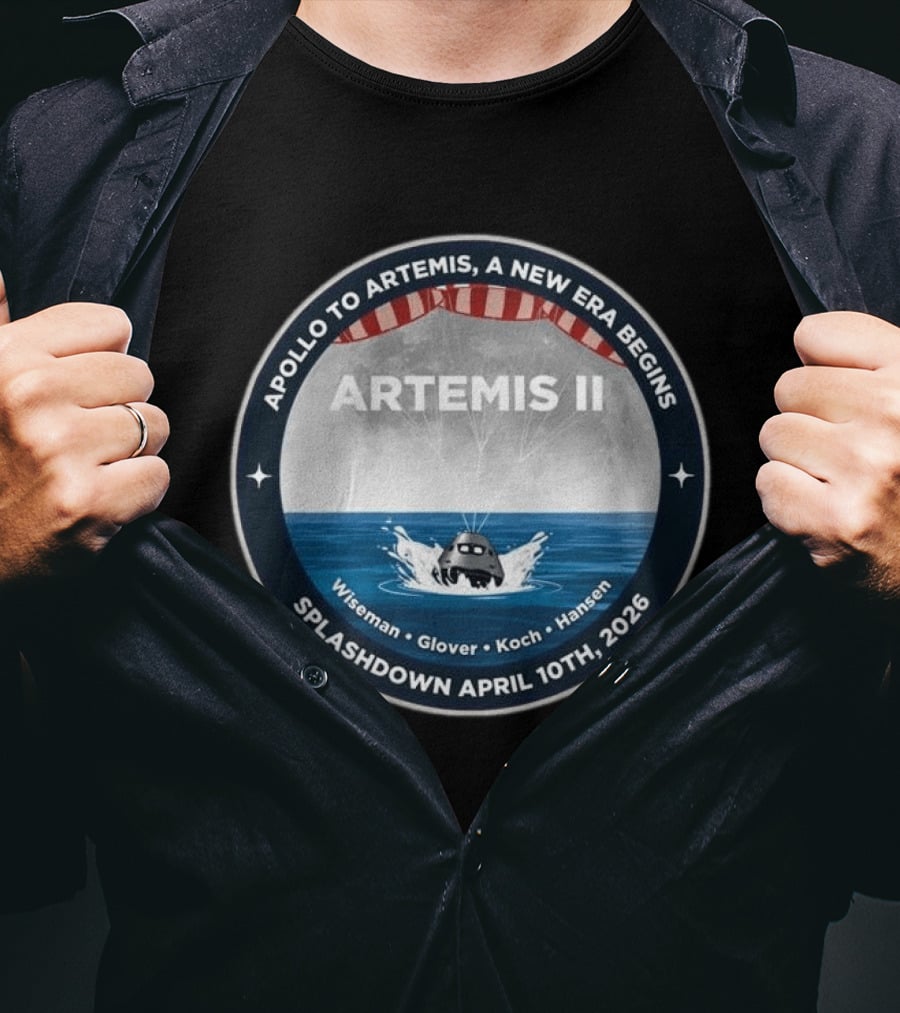Artemis II Apollo To Artemis Mission Splashdown April 10th 2026 Wiseman Glover Koch Hansen T-Shirt