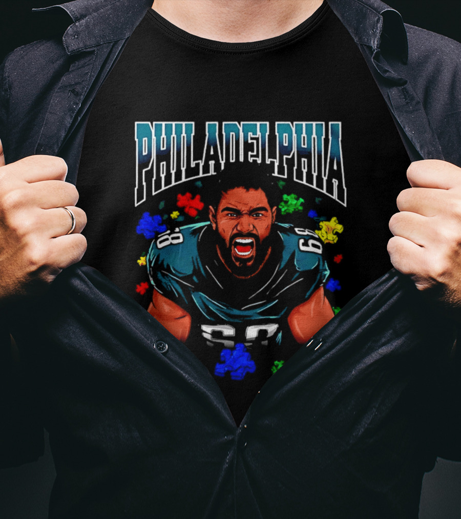 Jalen Carter Philadelphia Eagles Puzzle Piece Football T-Shirt