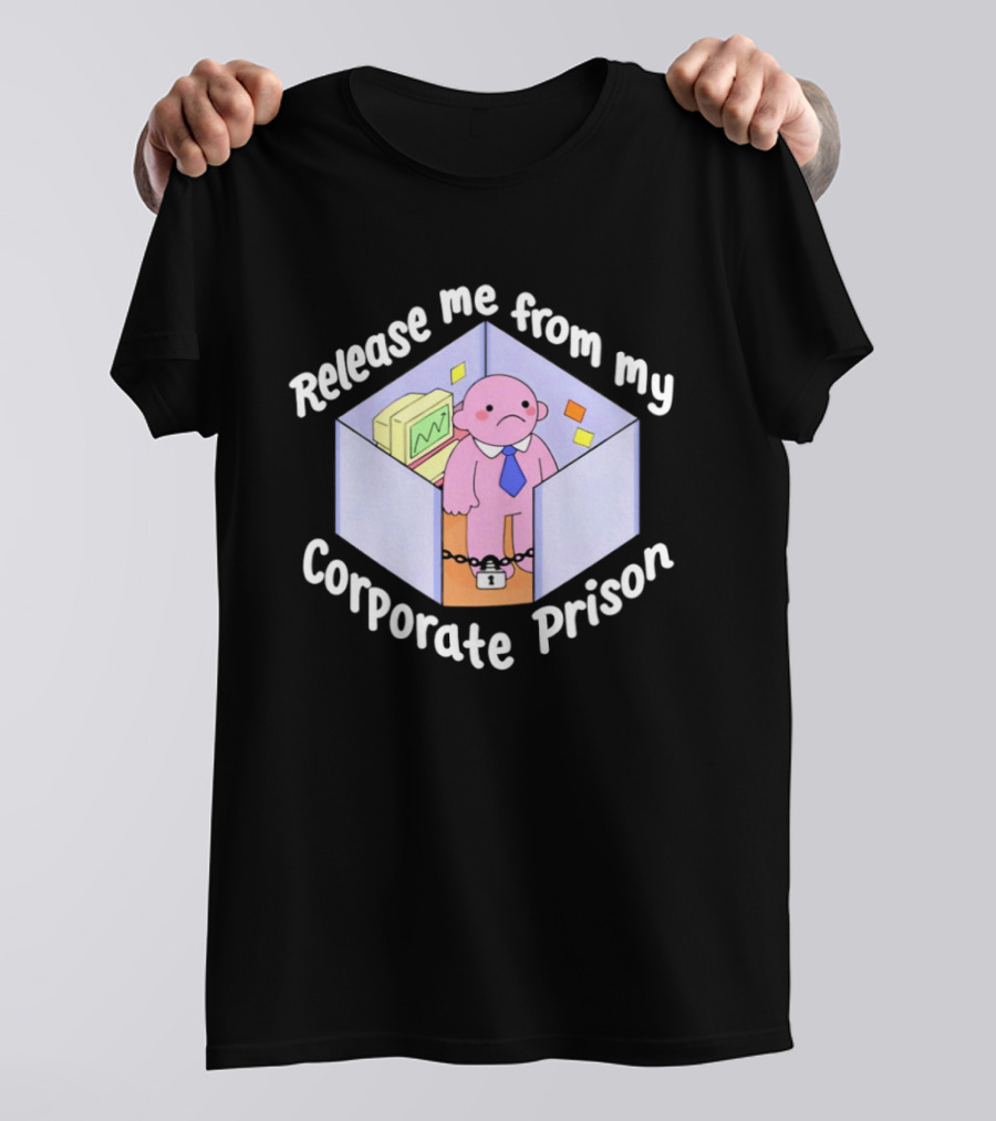 Release Me From My Corporate Prison Cubicle Cartoon T-Shirt