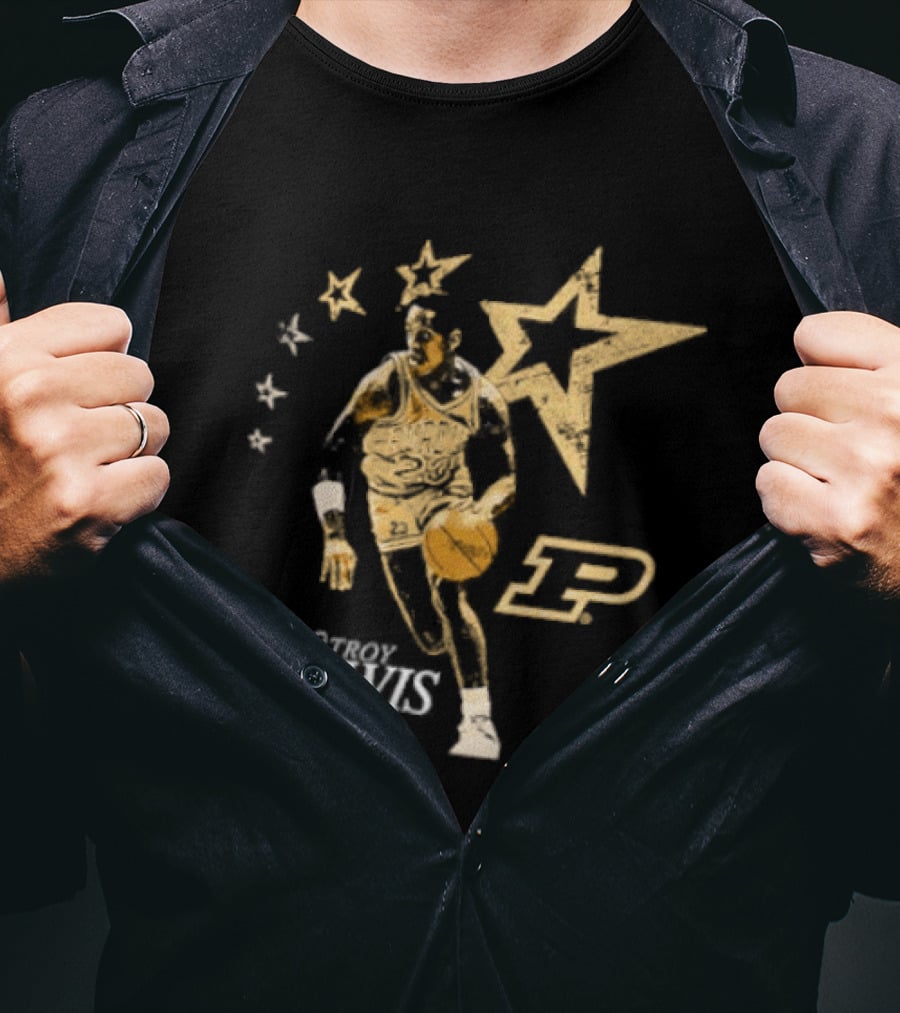 Troy Lewis 23 Purdue Boilermakers Basketball Legends Caricature NCAA T-Shirt