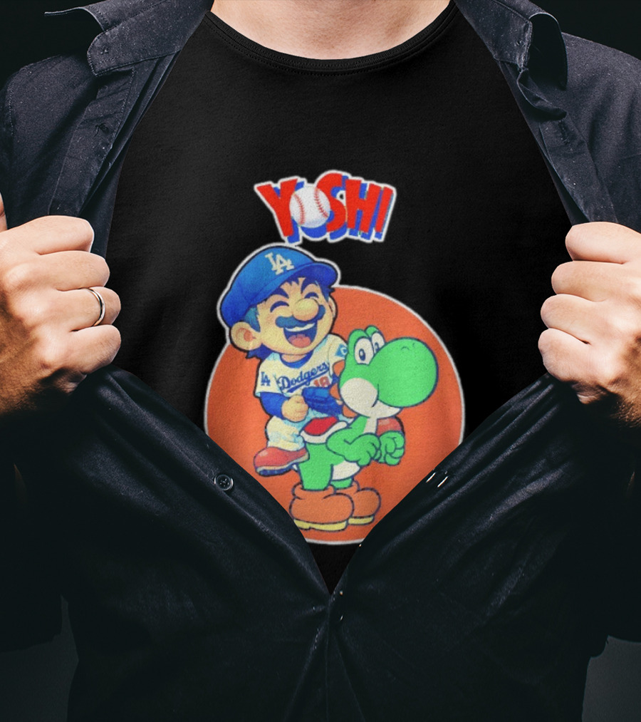 Yoshinobu Yamamoto Los Angeles Dodgers MLB Yoshi Cartoon Dodger Gear T-Shirt