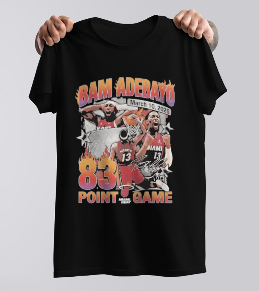 Bam Adebayo March 10 2026 Miami Heat 83 Point Game T-Shirt