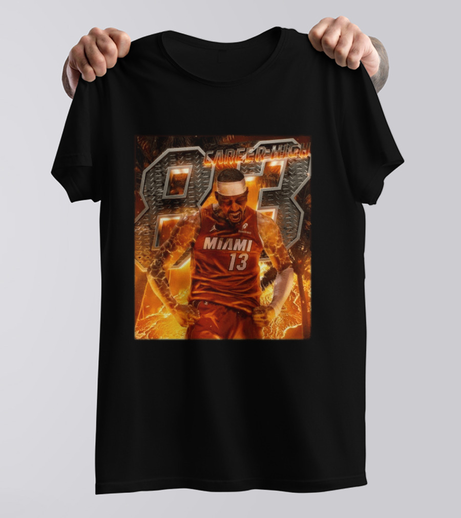 Carrer High 83 Miami Heat Bam Adebayo Goes Nuclear NBA Second Most Points T-Shirt