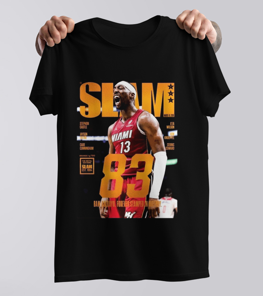 SLAM 261 Bam Adebayo Miami Heat Metal Edition 83 Points Forever Stamped In History T-Shirt