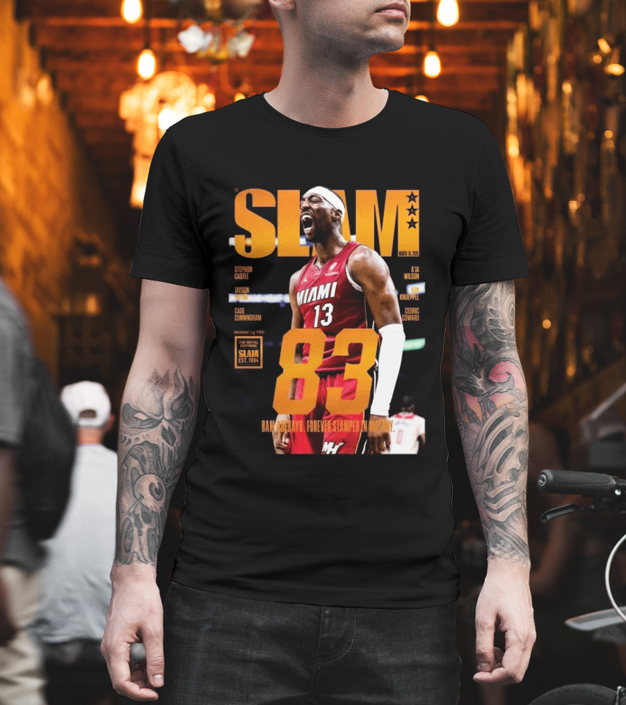 SLAM 261 Bam Adebayo Miami Heat Metal Edition 83 Points Forever Stamped In History T-Shirt