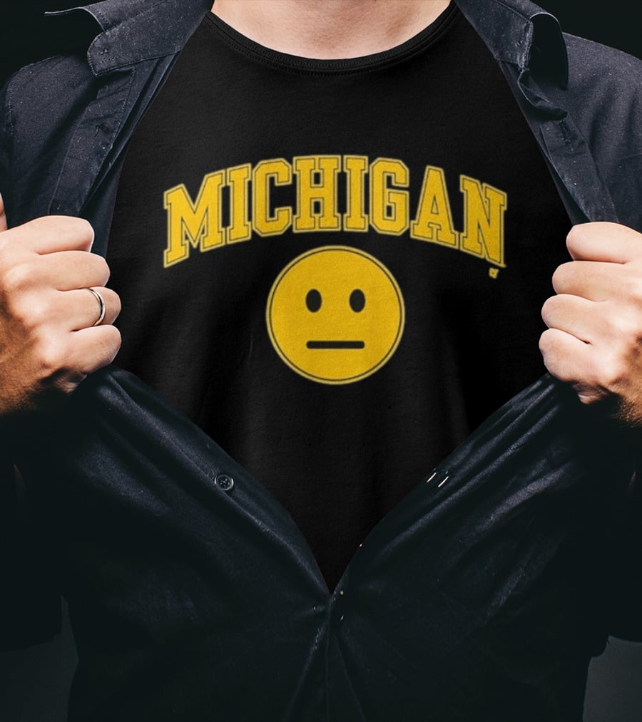 Michigan Basketball Yellow Emoji Face T-Shirt