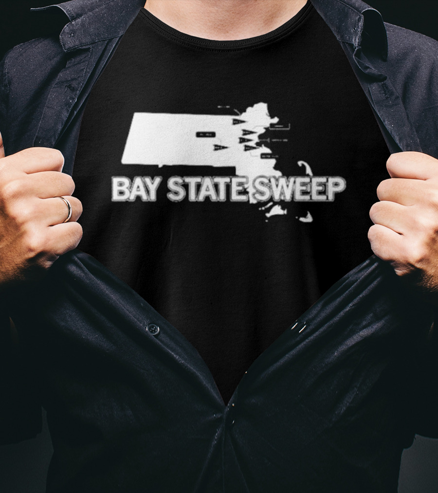 Bay State Sweep Massachusetts Map Landmarks T-Shirt