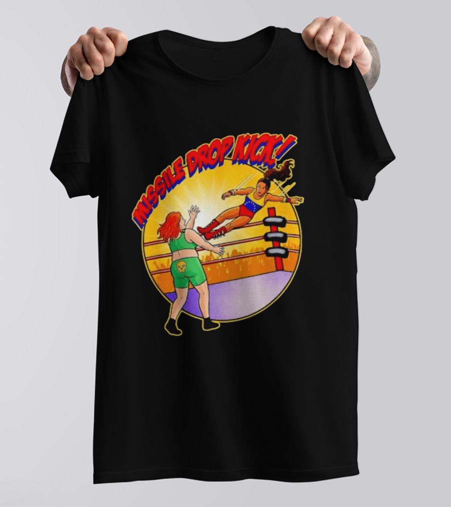 Missile Drop Kick Wrestling Move In Classic Ring Showdown T-Shirt