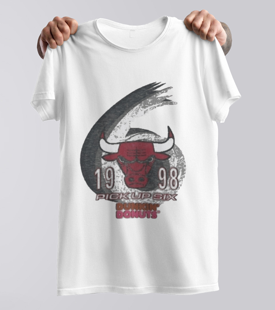 1998 Chicago Bulls Pick Up Six Dunkin' Donuts Promo T-Shirt