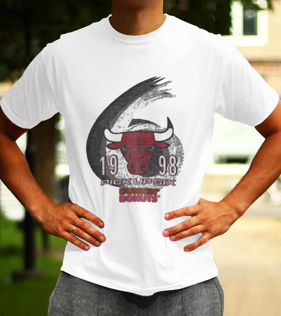 1998 Chicago Bulls Pick Up Six Dunkin' Donuts Promo T-Shirt